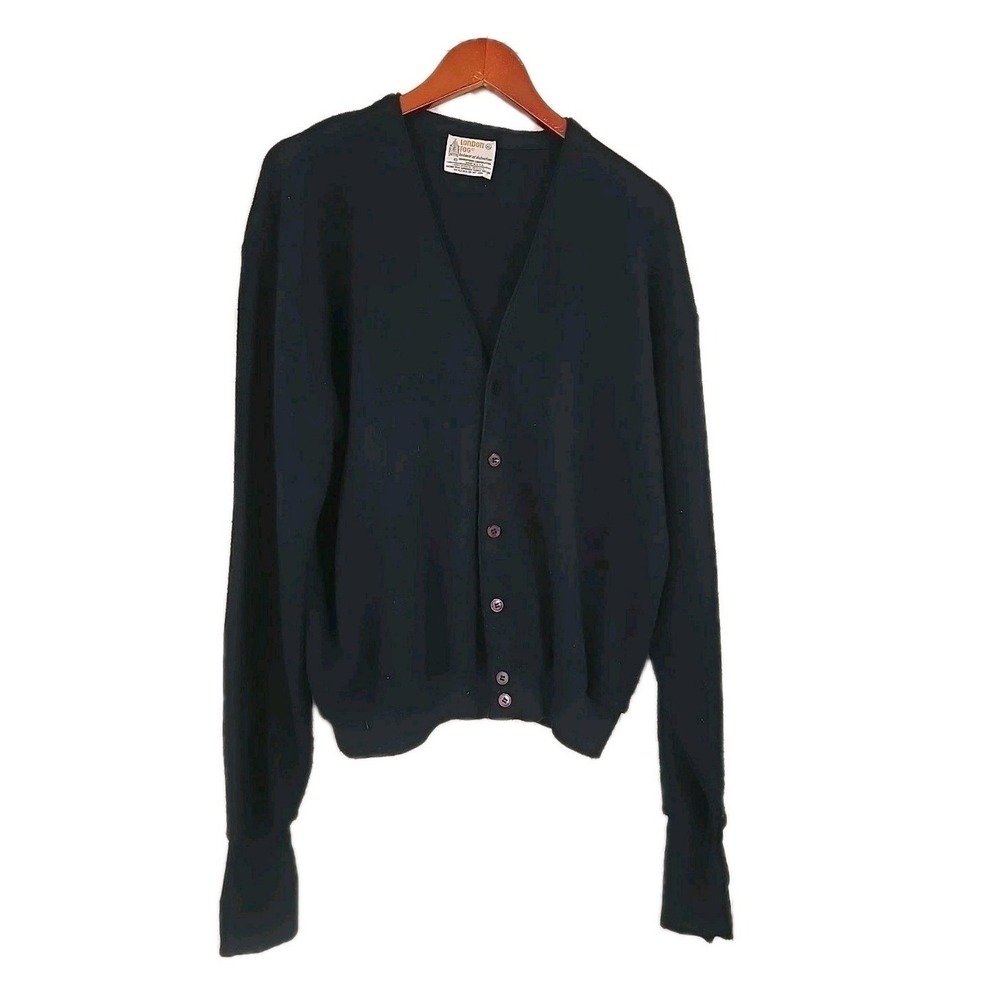 Vtg London Fog Cardigan Sweater Mens XL Blue Mr Rogers Retro 90s Made in USA